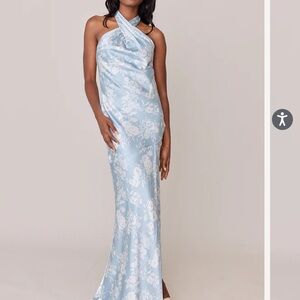 Revelry Athena Satin Floral Print Dress